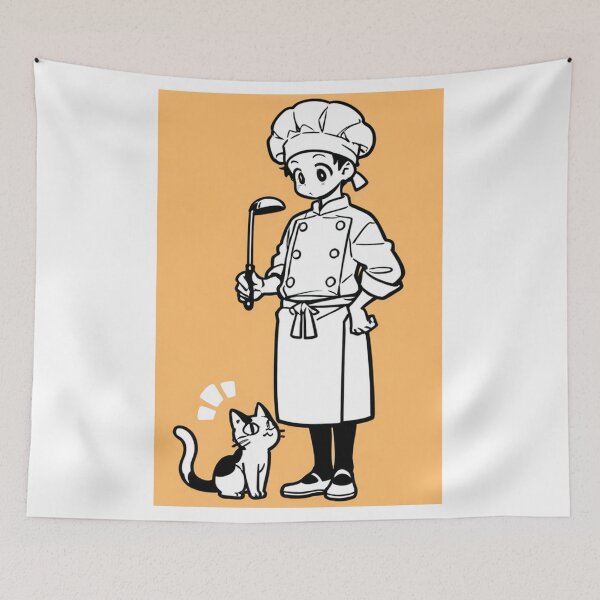 Item preview, Character - Young Chef White Toque Bicolor Cat designed and sold by DoodyPets.