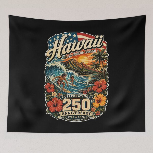Item preview, Hawaii 250th Anniversary Surfing Patriotic Island designed and sold by No Limits T-Shirts.