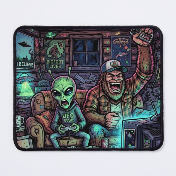 Item preview, Funny Alien Vs Bigfoot The Ultimate Video Game Showdown - Pizza, Panic And Power-Ups! designed and sold by legendaryskins.