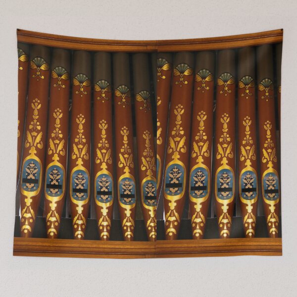 Item preview, Decorative Pipe Organ Detail with Gold Floral Ornament designed and sold by pinkal.