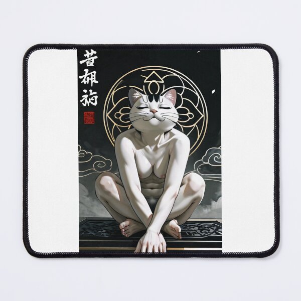 Item preview, Character - Zen Monk Cat White Gold Halo Black BG designed and sold by DoodyPets.