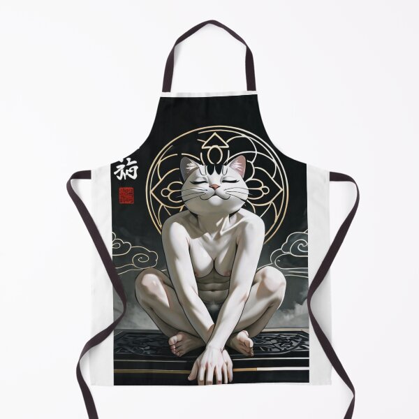 Item preview, Character - Zen Monk Cat White Gold Halo Black BG designed and sold by DoodyPets.