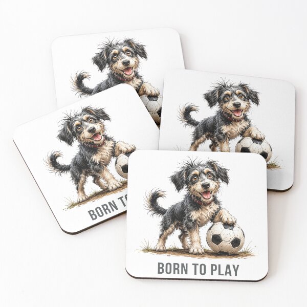 Item preview, Born to Play – Soccer Scruffy Dog Illustration designed and sold by PAPIRO SIGLO XXI.