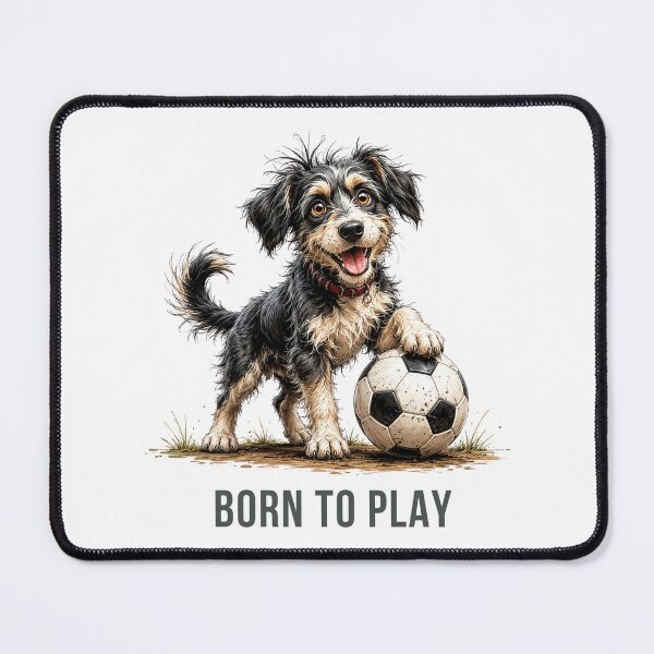 Item preview, Born to Play – Soccer Scruffy Dog Illustration designed and sold by PAPIRO SIGLO XXI.