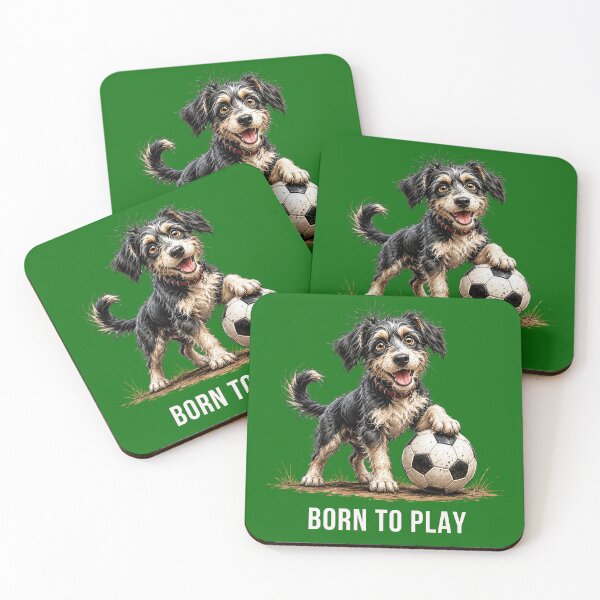 Item preview, Born to Play – Soccer Scruffy Dog Illustration designed and sold by PAPIRO SIGLO XXI.