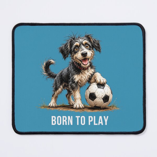 Item preview, Born to Play – Soccer Scruffy Dog Illustration designed and sold by PAPIRO SIGLO XXI.