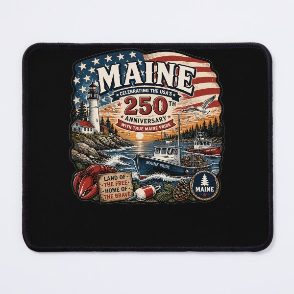 Item preview, Maine 250th USA Anniversary Lighthouse Lobster Boat designed and sold by No Limits T-Shirts.