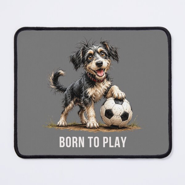 Item preview, Born to Play – Soccer Scruffy Dog Illustration designed and sold by PAPIRO SIGLO XXI.