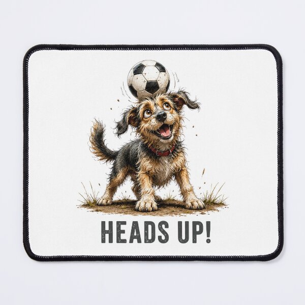Item preview, Heads Up – Soccer Scruffy Dog Illustration designed and sold by PAPIRO SIGLO XXI.