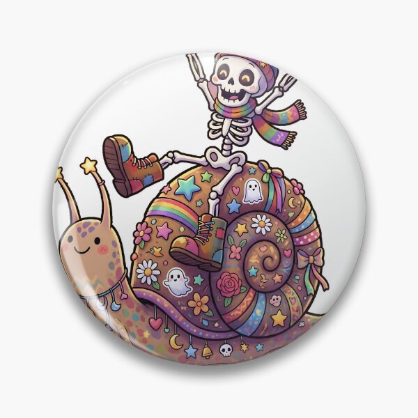 Item preview, Skeleton Riding Decorated Snail With Rainbow Scarf And Beanie designed and sold by MisteryDesigner.
