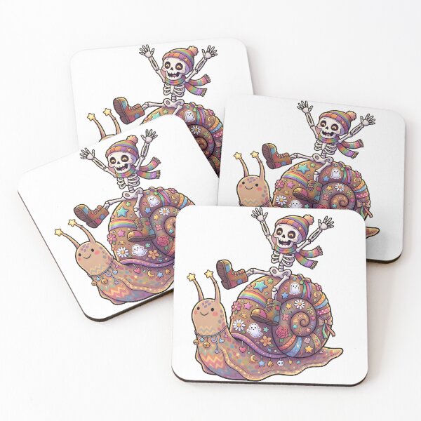Item preview, Skeleton Riding Decorated Snail With Rainbow Scarf And Beanie designed and sold by MisteryDesigner.