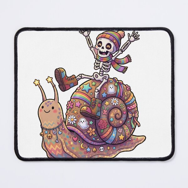 Item preview, Skeleton Riding Decorated Snail With Rainbow Scarf And Beanie designed and sold by MisteryDesigner.
