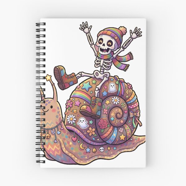 Item preview, Skeleton Riding Decorated Snail With Rainbow Scarf And Beanie designed and sold by MisteryDesigner.