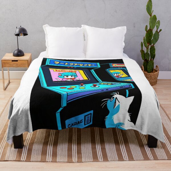 Item preview, Retro Gaming - Cat Girl Japanese Arcade Cyan designed and sold by DoodyPets.