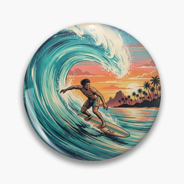 Item preview, Vintage Surf Fiji Tropical Wave Retro Poster designed and sold by DuckOddity.
