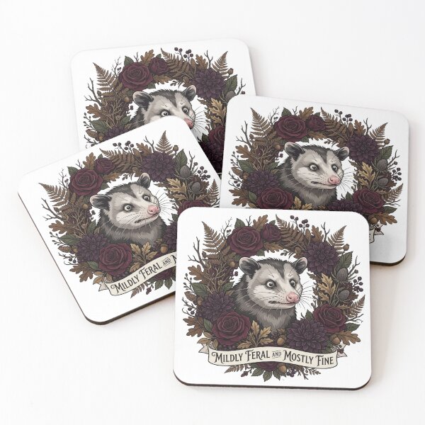 Item preview, Mildly Feral And Mostly Fine - Possum Flower Wreath designed and sold by Retro Mood Co.