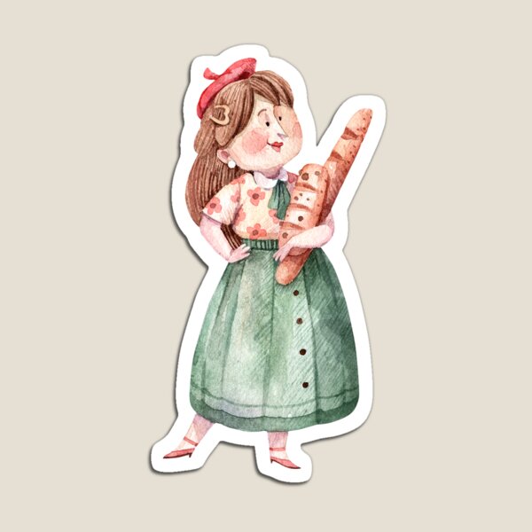 Item preview, Watercolor Girl with Baguette designed and sold by SashaZinch.