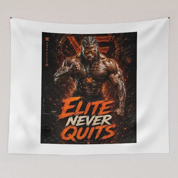 Item preview, ELITE NEVER QUITS – YAYA ELITE Dark Gym Motivation Design designed and sold by YAYA ELITE STREETWEAR.