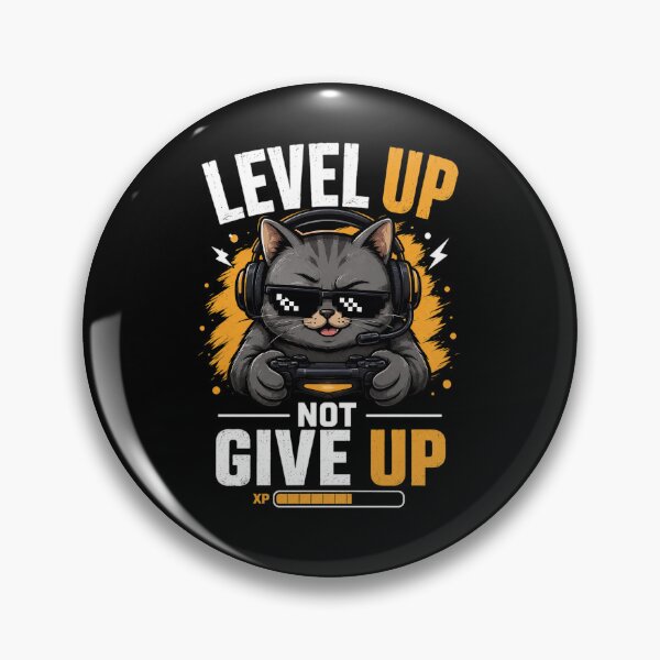 Item preview, Level Up, Not Give Up – Funny Gamer Cat Design designed and sold by MarketWolf.