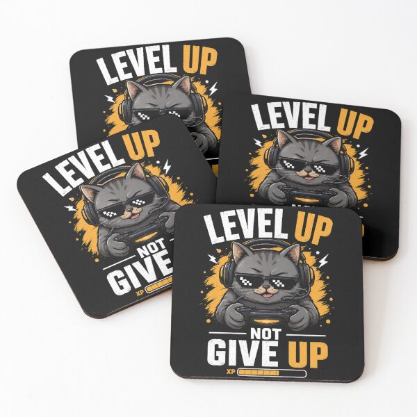 Item preview, Level Up, Not Give Up – Funny Gamer Cat Design designed and sold by MarketWolf.