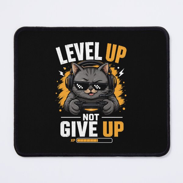 Item preview, Level Up, Not Give Up – Funny Gamer Cat Design designed and sold by MarketWolf.