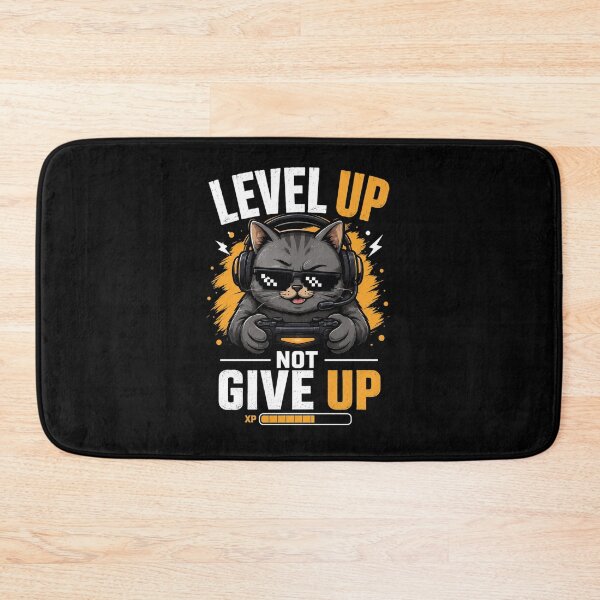 Item preview, Level Up, Not Give Up – Funny Gamer Cat Design designed and sold by MarketWolf.