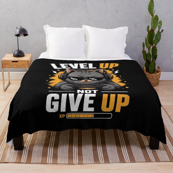 Item preview, Level Up, Not Give Up – Funny Gamer Cat Design designed and sold by MarketWolf.