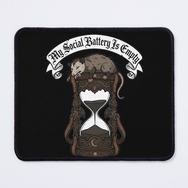Item preview, My Social Battery Is Empty - Goth Academia Possum designed and sold by Retro Mood Co.