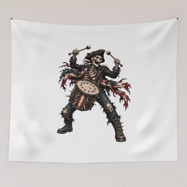 Item preview, Patriotic Skeleton Drummer Revolutionary War Metal designed and sold by chattsuede.