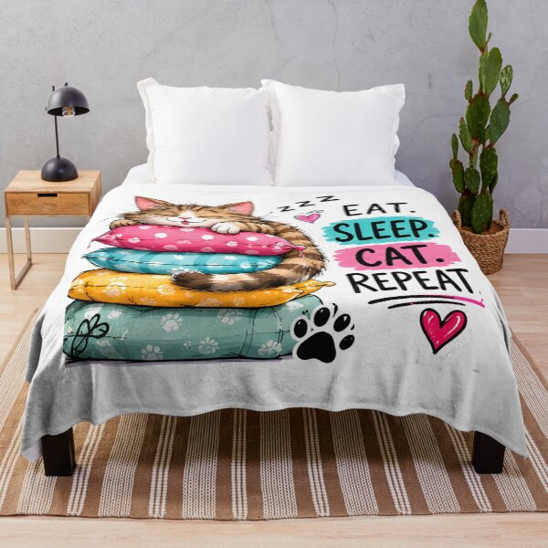 Item preview, Eat Sleep Cat Repeat - Cute Sleeping Kitten Design designed and sold by vansaidshop ⭐⭐⭐⭐⭐.