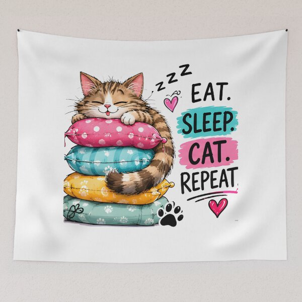 Item preview, Eat Sleep Cat Repeat - Cute Sleeping Kitten Design designed and sold by vansaidshop ⭐⭐⭐⭐⭐.