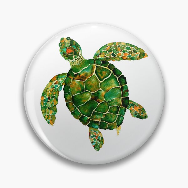 Item preview, Green and Orange Cayman Island Turtle Watercolor Design designed and sold by AlinaArt&Design.