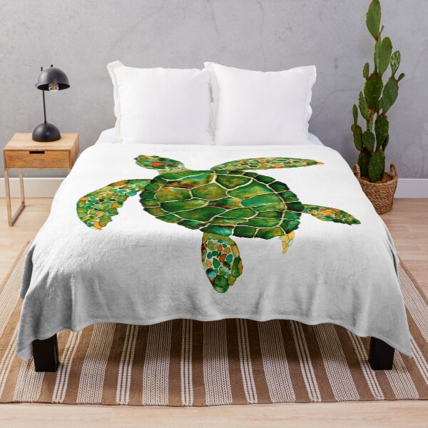 Item preview, Green and Orange Cayman Island Turtle Watercolor Design designed and sold by AlinaArt&Design.
