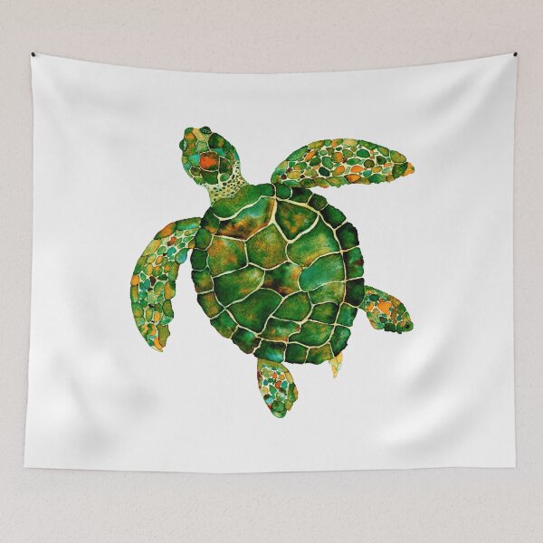 Item preview, Green and Orange Cayman Island Turtle Watercolor Design designed and sold by AlinaArt&Design.