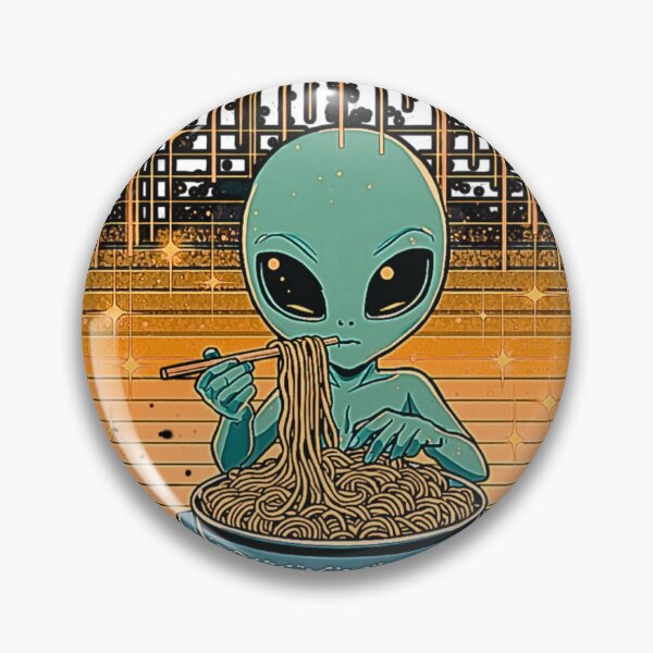 Item preview, Cosmic Noodle Dreams – Tiny Alien Synthwave T-Shirt designed and sold by MerchWSzpilkach.