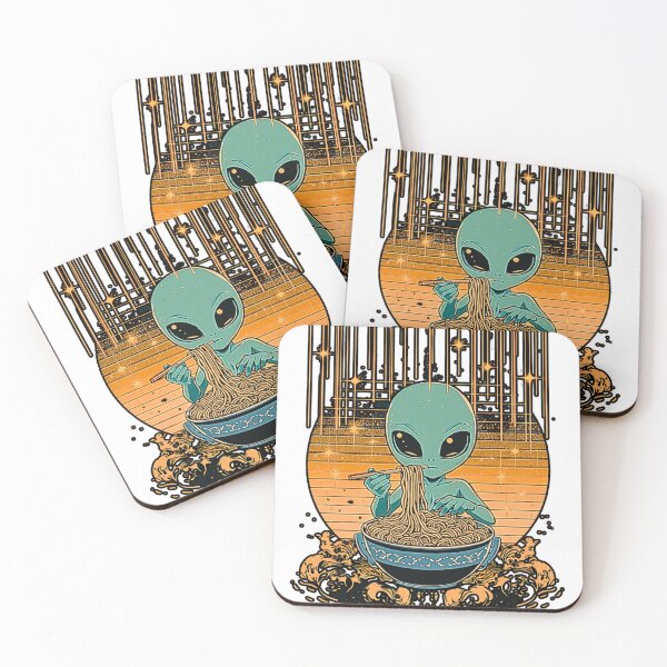 Item preview, Cosmic Noodle Dreams – Tiny Alien Synthwave T-Shirt designed and sold by MerchWSzpilkach.
