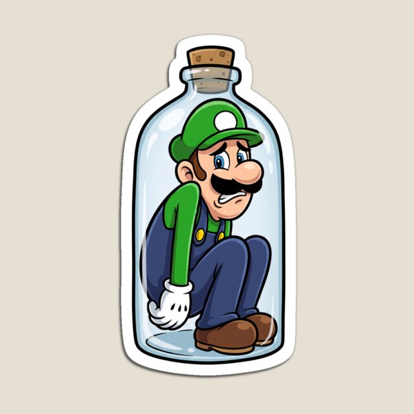 Item preview, Luigi Anime Bottle | Mario Bros Squished Character Jar Design designed and sold by SquashPopArt.