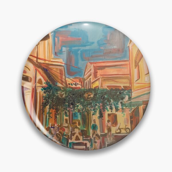 Item preview, Greece Old Town Cafe | Sun-Drenched Mediterranean Street Painting designed and sold by Andriana123.