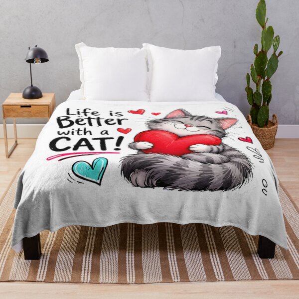 Item preview, Life Is Better With a Cat - Cute Cat Lover Heart Design designed and sold by vansaidshop ⭐⭐⭐⭐⭐.