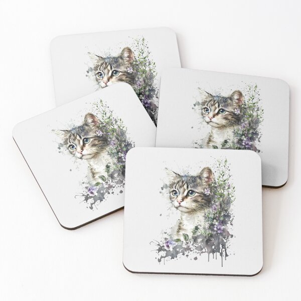 Item preview, Elegant Cat with Wildflowers designed and sold by FloreDreamStudio.