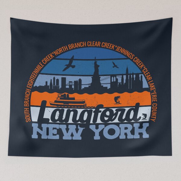Item preview, Langford New York Sunset Retro Vintage Local Pride Logo designed and sold by CRHPOD20.