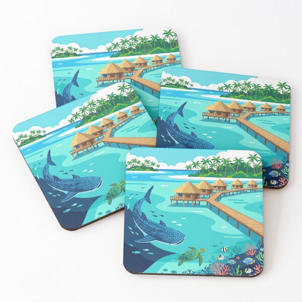 Item preview, Maldives Travel Poster - Tropical Island Art Print designed and sold by cocakoki.