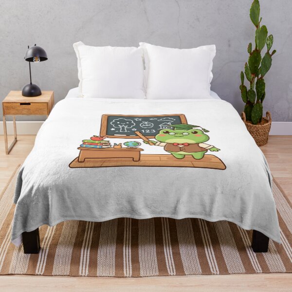 Item preview, Kawaii Teacher Frog Teaching in Classroom with Blackboard Books and Graduation Cap designed and sold by AbanoubStore.