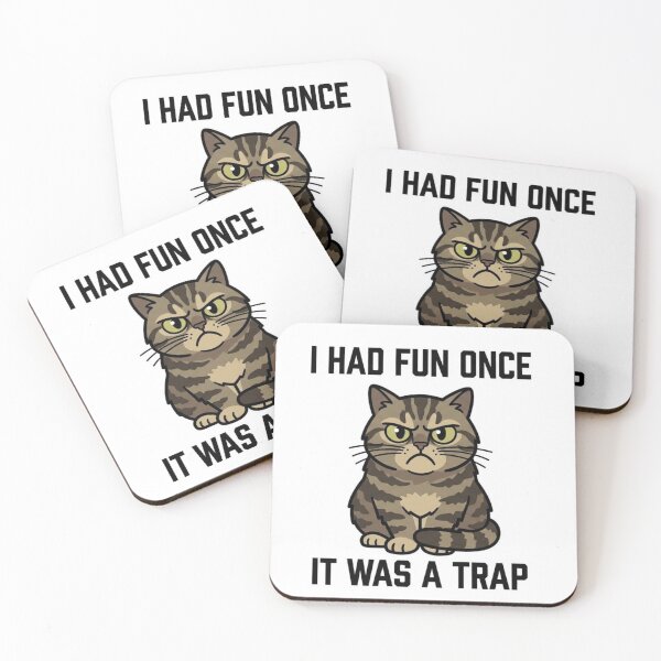 Item preview, I Had Fun Once It Was A Trap Sticker Funny Grumpy Cat AI Decal Introvert Gift designed and sold by IRON SIREN.