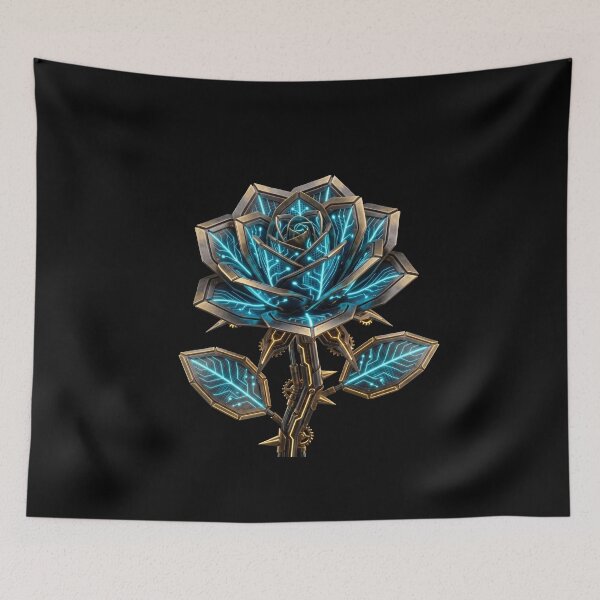 Item preview, Cybernetic Mechanical Rose - Sci-Fi Bio-Tech Neon Flower Art designed and sold by Global-Command.