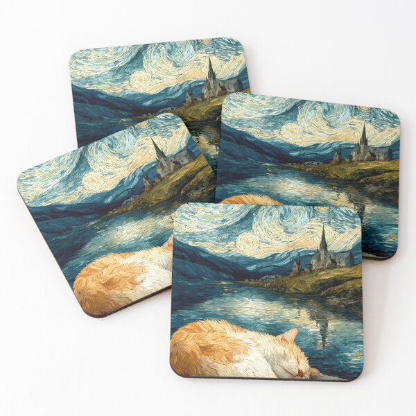 Item preview, Starry Night Ginger Cat: Peaceful Slumber by the Lake designed and sold by FloreDreamStudio.