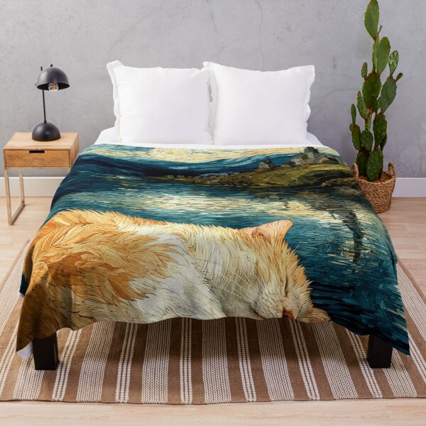Item preview, Starry Night Ginger Cat: Peaceful Slumber by the Lake designed and sold by FloreDreamStudio.
