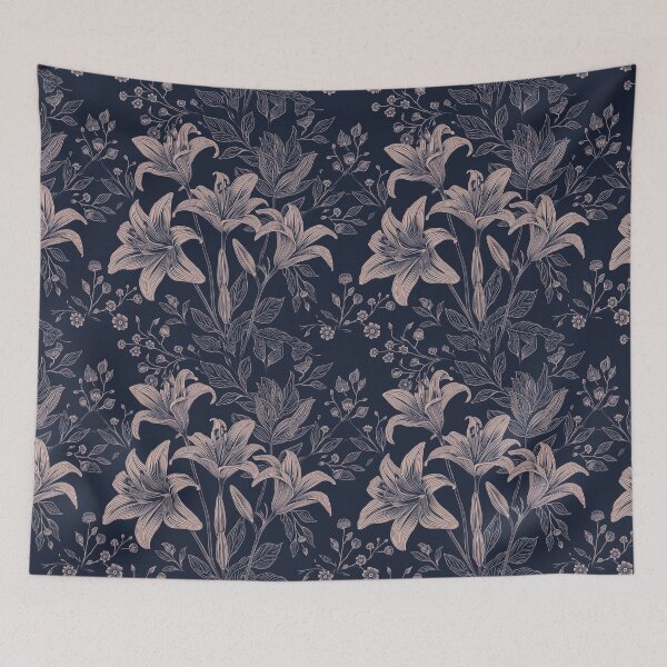 Item preview, Vintage Lily Sketch Botanical Seamless Pattern designed and sold by NuvoraNest.