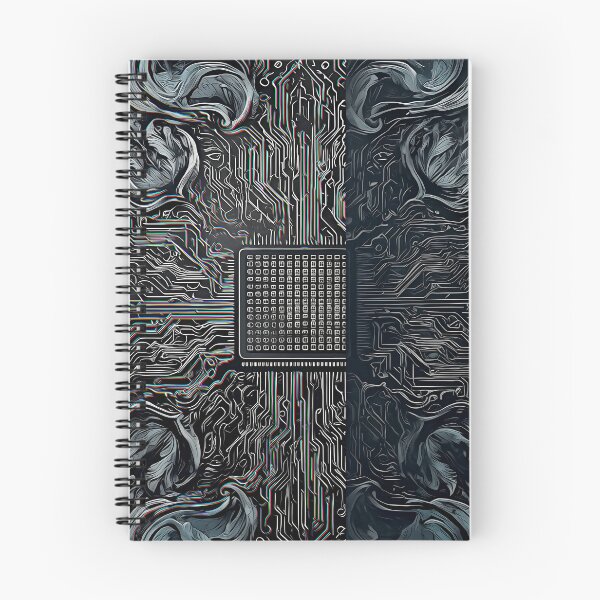 Item preview, dark floral tech blue grey illustration devs nature code dejco.art domin designed and sold by dejco.art.