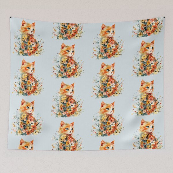 Item preview, Elegant Orange Cat in Bloom designed and sold by FloreDreamStudio.